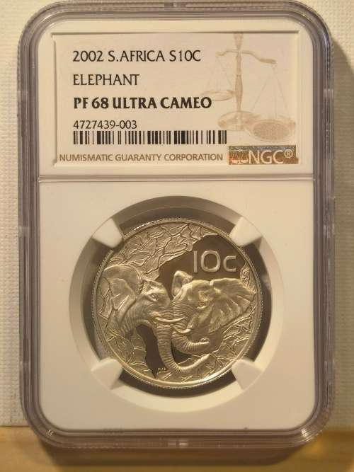 !!!!!!! R1 START !!!!!!!!!!.  2002 10 Cents - ELEPHANT - PF68 ULTRA CAMEO
